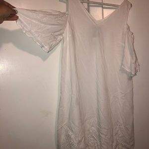 White Mid Off the Shoulder (Initiation?) Dress
